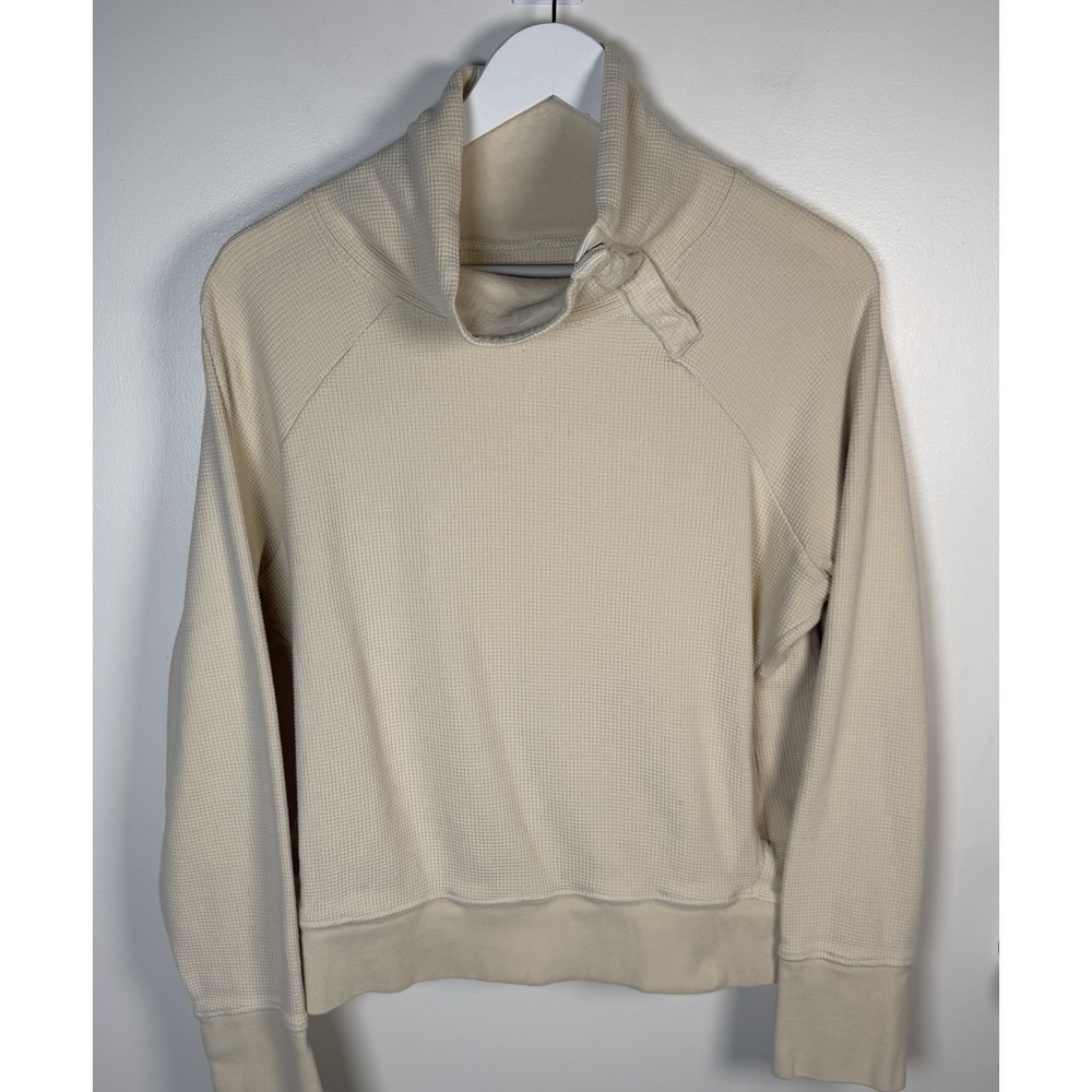 Pact Small Waffle Knit Sweatshirt Pullover Snap Oatmeal 100% Organic Cotton - Picture 4 of 13